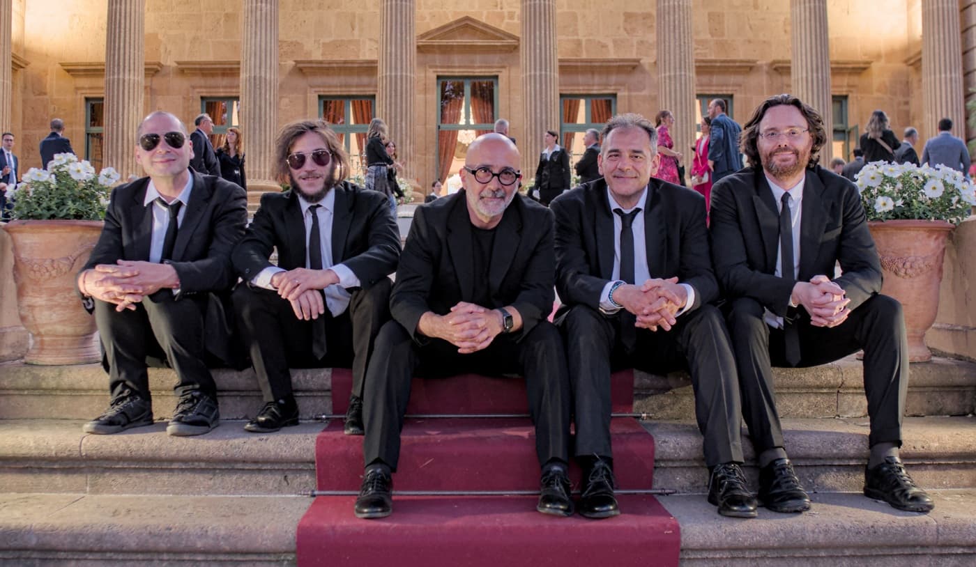 Sarabanda quintet featuring saxophone performing at a wedding at Palazzo Villarosa in Sicily — wedding band case study after switching to BandCalendar